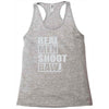 real men shoot raw Racerback Tank