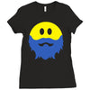 bearded smiley face Ladies Fitted T-Shirt