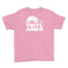 vinyl junkie white logo Youth Tee
