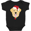 golden retriever dog with red santa's hat Baby Bodysuit
