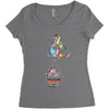 Cute Unicorn and Happy Cupcake Women's Triblend Scoop T-shirt