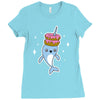 narwhal donuts cute unicorn sweet cool awesome Ladies Fitted T-Shirt