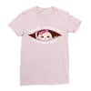 April Peeking Out Asian Baby Girl Ladies Fitted T-Shirt