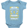 Never Underestimate the Strength of a Sarcoma Cancer Warrior Baby Bodysuit