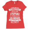 Super Cool Stepdad Of A Freaking Awesome Grandson Ladies Fitted T-Shirt