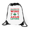 all i want for christmas is wine and adam levine Drawstring Bags