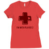 i'm with player 2 video game gamer computer geek nerd funny tee shirt Ladies Fitted T-Shirt
