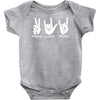 peace love rock funny Baby Onesie