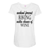 weekend forecast biking with a change of wine Maternity Scoop Neck T-shirt
