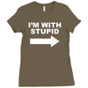 i'm with stupid mens Ladies Fitted T-Shirt