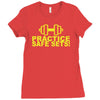 safe sex train gym workout funny gift Ladies Fitted T-Shirt