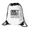 obey daddy Drawstring Bags