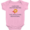 i survived another meeting rectangle Baby Bodysuit