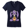 zombie bunny loves brains Women's V-Neck T-Shirt