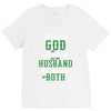 blessed god by spoiled by my husband protected by both V-Neck Tee