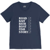 road bait beer boat fish story V-Neck Tee