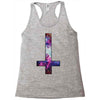 inverted galaxy cross funny  religion banter space fashion new Racerback Tank