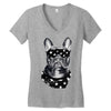 bull dog american falg Women's V-Neck T-Shirt
