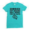 Zombies Eat Brains Dont Worry You Are Safe Ladies Fitted T-Shirt