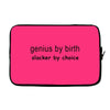 genius by birth slacker by choice t shirt large funny nerd tee slacker Laptop sleeve