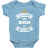 Legends Are Born In September Baby Onesie