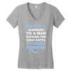 happily married to a man kicking the crap outta stomach cancer Women's V-Neck T-Shirt
