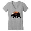 Bear Adventure With Rose Women's V-Neck T-Shirt