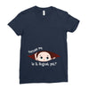 August Peeking Out Baby Boy Ladies Fitted T-Shirt