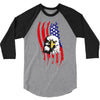 american eagle usa flag head 3/4 Sleeve Shirt