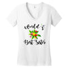 world's best sister with flowers Women's V-Neck T-Shirt