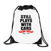 Still Plays With Cars Carpe Viam Drawstring Bags