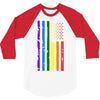 rainbow american flag 3/4 Sleeve Shirt