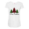 lumberjack tree merry christmas Maternity Scoop Neck T-shirt
