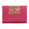 funny black mustache may the stache be with you Accessory Pouches