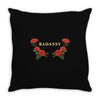 badassy with roses Throw Pillow