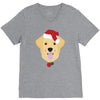 golden retriever dog with red santa's hat V-Neck Tee