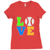 love baseball neon rhinestuds Ladies Fitted T-Shirt