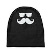 hipster glasses and moustache Baby Beanies