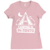 white ink camping is in tents funny Ladies Fitted T-Shirt
