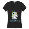 unicorns are born in september cute unicorn Women's V-Neck T-Shirt