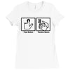 push button receive bacon t shirt funny awesome nerdy geeky humor tee Ladies Fitted T-Shirt