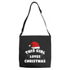 this girl loves christmas Adjustable Strap Totes