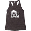 vinyl junkie white logo Racerback Tank