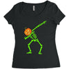 pumpkin skeleton dabbing Women's Triblend Scoop T-shirt
