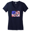 american flag peace Women's V-Neck T-Shirt