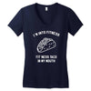 fitness fit taco in my mouth funny food eating healthy exercise gym Women's V-Neck T-Shirt