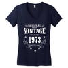 original parts vintage established 1973 perfectly aged Women's V-Neck T-Shirt