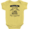 i love the world i will never stop exploring Baby Bodysuit