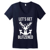 let's get blitzened 1 Women's V-Neck T-Shirt