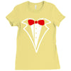 tuxedo bow Ladies Fitted T-Shirt